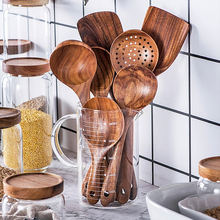 Load image into Gallery viewer, Premium Natural Teak Wood Kitchen Utensils – Eco-Friendly, Non-Toxic Cooking Spoons, Cookware for Home Everyday Use