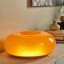 Load image into Gallery viewer, Donut Lamp – LED Dimmable Orange Table & Wall Lamp, Energy-Efficient Glass Light for Living Room, Bedroom, Dorm