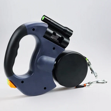 Load image into Gallery viewer, Dual Retractable Dog Leash with Flashlight & Waste Bag Holder