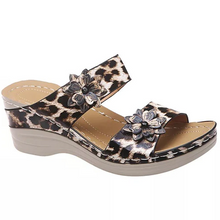 Load image into Gallery viewer, Leopard / Snake Print Orthopedic Leather Wedge Soft Sole Sandals