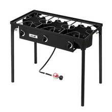 Load image into Gallery viewer, Outdoor Camping Stove Grill: Portable Propane 3-Burner Cooker (225,000 BTU)