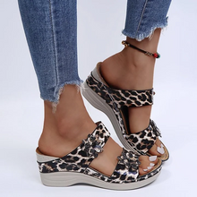 Load image into Gallery viewer, Leopard / Snake Print Orthopedic Leather Wedge Soft Sole Sandals