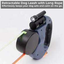 Load image into Gallery viewer, Dual Retractable Dog Leash with Flashlight & Waste Bag Holder