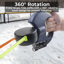 Load image into Gallery viewer, Dual Retractable Dog Leash with Flashlight & Waste Bag Holder