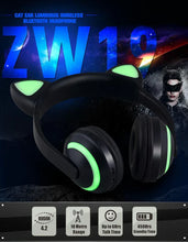 Load image into Gallery viewer, Cat Glowing Bluetooth Headphones