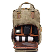 Load image into Gallery viewer, Waterproof Waxed Canvas Camera Backpack