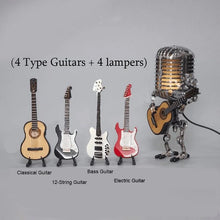 Load image into Gallery viewer, Vintage Metal Microphone Robot With Guitar Lamp

