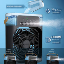 Load image into Gallery viewer, Spray Small Fan Five Hole Humidification Small Refrigeration Air Conditioner Mini Fan Water Cooled Silent Air Cooler
