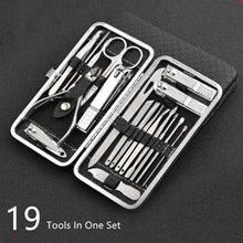 Load image into Gallery viewer, 19 in 1 Stainless Steel Manicure set Nail clipper Kit

