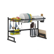 Load image into Gallery viewer, 34.6" Stainless Steel Black Dish Drying Rack Over Kitchen Sink, Dishes and Utensils Draining Shelf
