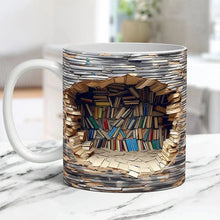 Load image into Gallery viewer, 3D Library Bookshelf Mug, Coffee Mugs Gift for Book Lovers
