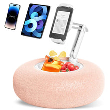 Load image into Gallery viewer, Fuzzy Pillow Phone Holder with Snack Bowl
