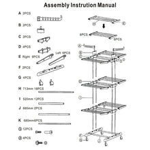 Load image into Gallery viewer, Foldable and Rolling Heavy Duty Clothes Drying Rack

