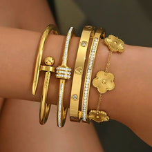 Load image into Gallery viewer, Stainless Steel Lucky Four Leaf Clover Bracelet for Women
