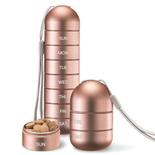 Load image into Gallery viewer, Aluminum 7 Days Portable Pill Organizer for Travel, Pill Box Pill Container
