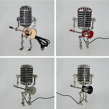 Load image into Gallery viewer, Vintage Metal Microphone Robot With Guitar Lamp

