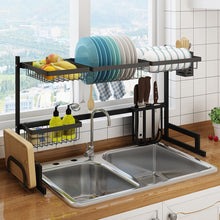 Load image into Gallery viewer, 34.6" Stainless Steel Black Dish Drying Rack Over Kitchen Sink, Dishes and Utensils Draining Shelf
