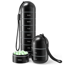 Load image into Gallery viewer, Aluminum 7 Days Portable Pill Organizer for Travel, Pill Box Pill Container
