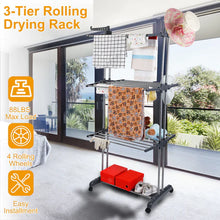 Load image into Gallery viewer, Foldable and Rolling Heavy Duty Clothes Drying Rack
