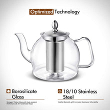 Load image into Gallery viewer, Blooming And Loose Leaf 1000ml Glass Teapot With Removable Infuser
