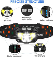 Load image into Gallery viewer, 2-Pack Ultra-Bright Led Rechargeable Headlamp Flashlight Waterproof And Motion Sensor
