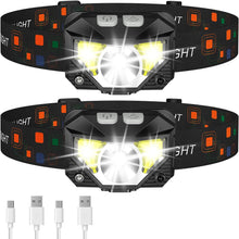 Load image into Gallery viewer, 2-Pack Ultra-Bright Led Rechargeable Headlamp Flashlight Waterproof And Motion Sensor
