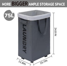 Load image into Gallery viewer, 75L Collapsible Large Laundry Basket with Wheels
