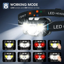 Load image into Gallery viewer, 2-Pack Ultra-Bright Led Rechargeable Headlamp Flashlight Waterproof And Motion Sensor
