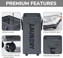 Load image into Gallery viewer, 75L Collapsible Large Laundry Basket with Wheels
