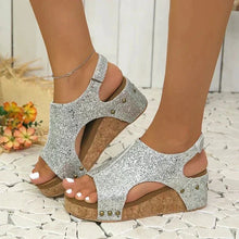 Load image into Gallery viewer, Women's Leather Platform Wedge Orthopedic Sandals
