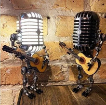 Load image into Gallery viewer, Vintage Metal Microphone Robot With Guitar Lamp
