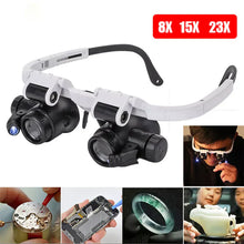 Load image into Gallery viewer, LED Glasses Magnifier 8x 15x 23x
