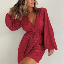 Load image into Gallery viewer, Sequin long-sleeved one-piece suit
