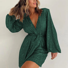 Load image into Gallery viewer, Sequin long-sleeved one-piece suit
