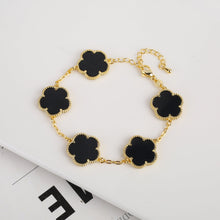 Load image into Gallery viewer, Vintage Clover Flower Pendant Gold Chain Bracelet
