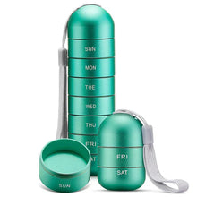 Load image into Gallery viewer, Aluminum 7 Days Portable Pill Organizer for Travel, Pill Box Pill Container
