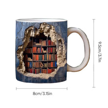 Load image into Gallery viewer, 3D Library Bookshelf Mug, Coffee Mugs Gift for Book Lovers
