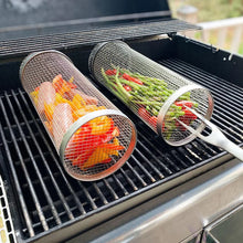 Load image into Gallery viewer, Stainless Steel Rolling BBQ Grill Basket
