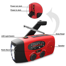 Load image into Gallery viewer, Multifunctional Hand Crank Emergency Radio with Power Bank &amp; Flashlight
