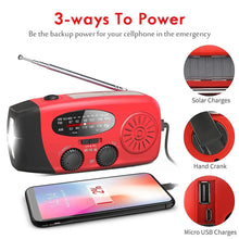 Load image into Gallery viewer, Multifunctional Hand Crank Emergency Radio with Power Bank &amp; Flashlight
