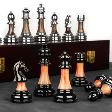 Load image into Gallery viewer, Luxurious Metal Chess Set With A Large 45 Cm Wooden Board
