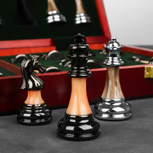 Load image into Gallery viewer, Luxurious Metal Chess Set With A Large 45 Cm Wooden Board
