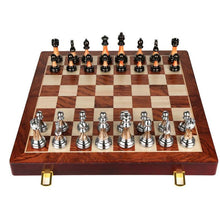 Load image into Gallery viewer, Luxurious Metal Chess Set With A Large 45 Cm Wooden Board

