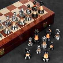 Load image into Gallery viewer, Luxurious Metal Chess Set With A Large 45 Cm Wooden Board
