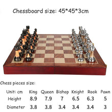 Load image into Gallery viewer, Luxurious Metal Chess Set With A Large 45 Cm Wooden Board
