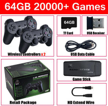 Load image into Gallery viewer, HDMI 4K TV Game Stick Console | 64GB with 20,000+ Retro Games &amp; 2 Wireless Gamepads
