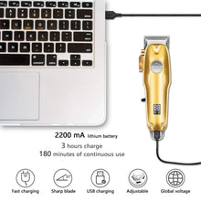 Load image into Gallery viewer, Professional Hair Clippers for men gold Set | Gold Hair Clippers Cordless
