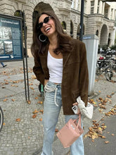 Load image into Gallery viewer, Elegant brown suede jacket for women
