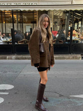 Load image into Gallery viewer, Elegant brown suede jacket for women
