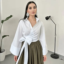 Load image into Gallery viewer, Blouse With Wide Bow Belt

